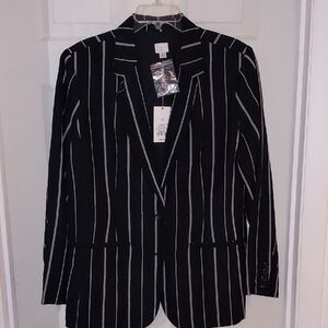 NWT A New Day Pinstripe Lined Button Front Blazer Size 18 Black&White Pockets